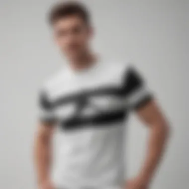 Minimalist black and white graphic shirt showcasing clean lines and bold contrasts