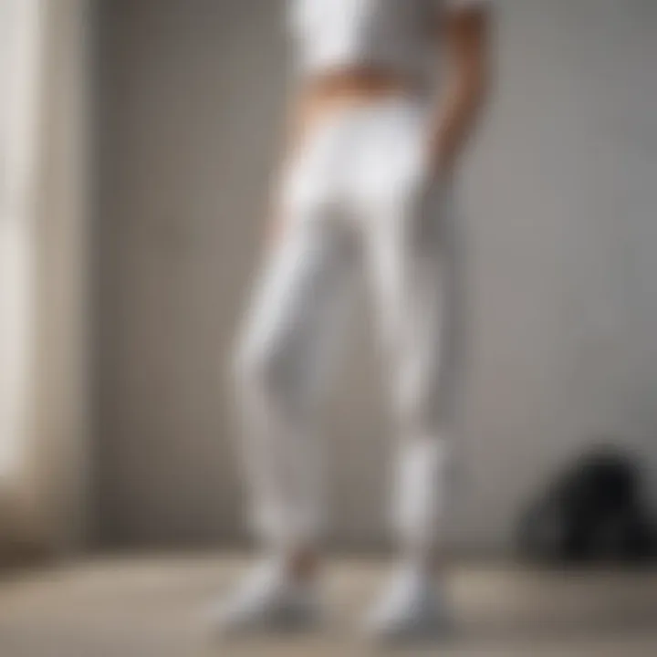 Minimalist white XL sweatpants in modern setting