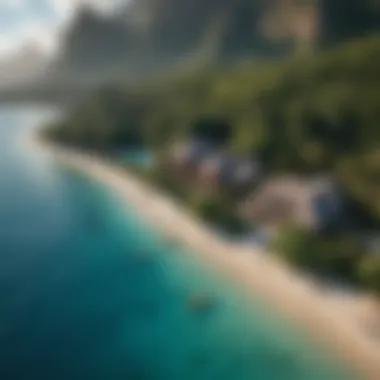 Aerial view of Moorea Surf Inn surrounded by lush tropical vegetation