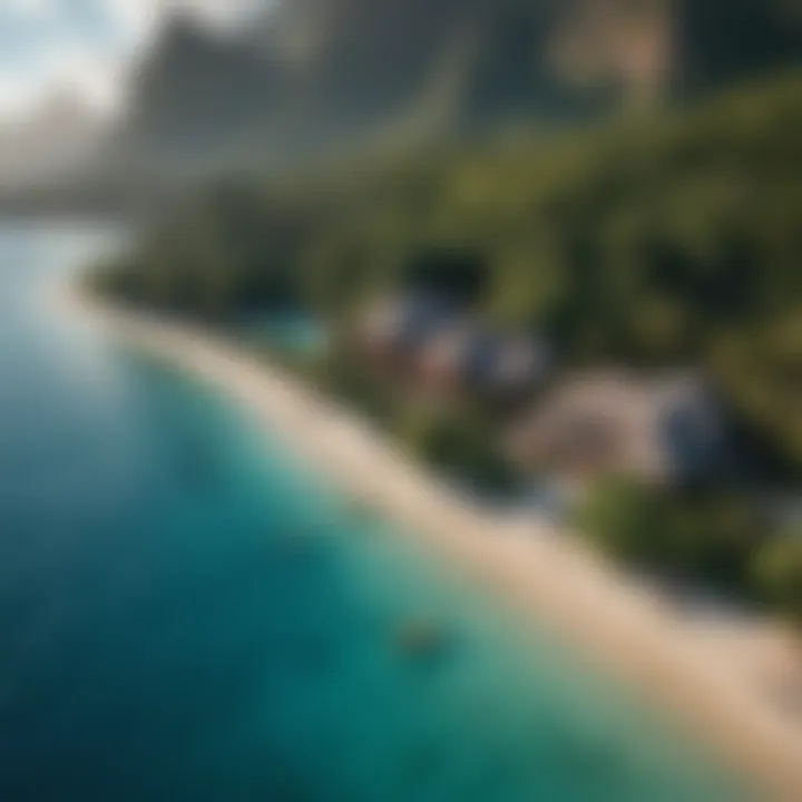 Aerial view of Moorea Surf Inn surrounded by lush tropical vegetation