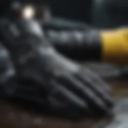 Close-up view of Mystic wetsuit gloves showcasing advanced material technology