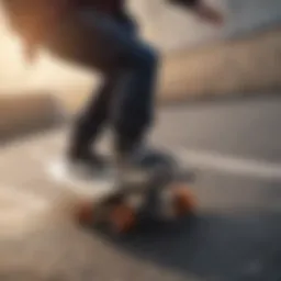 Beginner skateboarder practicing balance