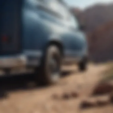 Abstract close-up of navy Vans slip-ons casting unique shadows on rugged terrain