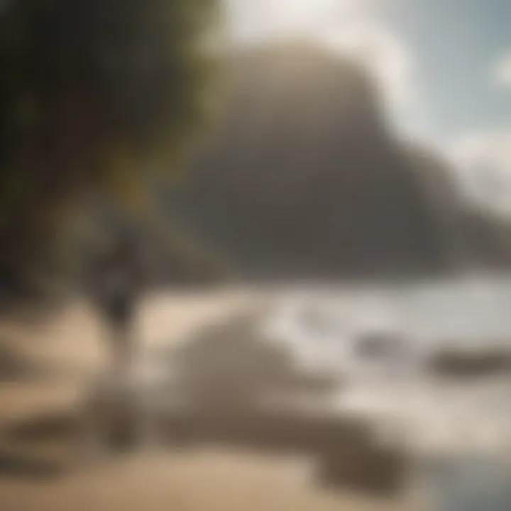 Surfer walking along the beautiful shores of Nicaragua