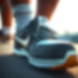 A close-up view of a Nike skate shoe showcasing its unique design elements