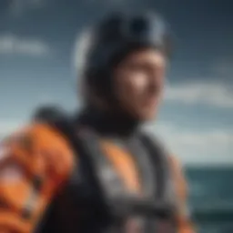 Close-up view of the Ocean Rodeo Heat Drysuit showcasing its advanced fabric technology