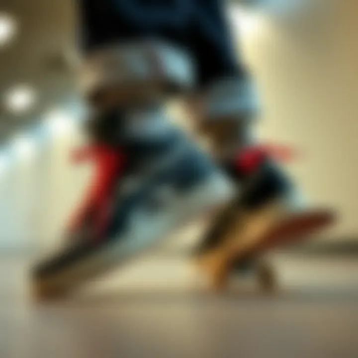 Fashion Influence of Off-White Skate Shoes An artistic representation of Off-White skate shoes within a fashion context