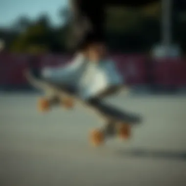 Skateboarding Performance in Off-White Shoes A skateboarder performing tricks while wearing Off-White skate shoes