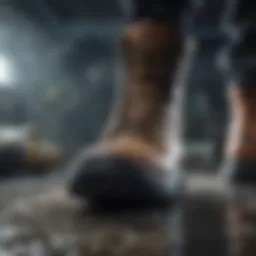 Close-up of the unique sole design of O'Neill dive boots showcasing grip and flexibility.