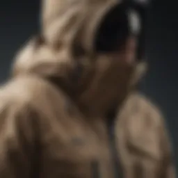 Detailed view of O'Neill snowboard jacket showcasing unique fabric texture and design elements