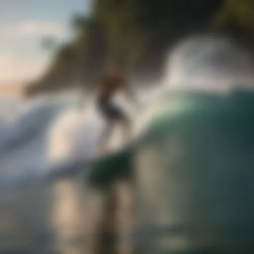 Surfer catching a wave in Costa Rica