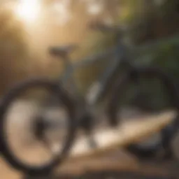 Innovative surfboard carrier attached to a bicycle