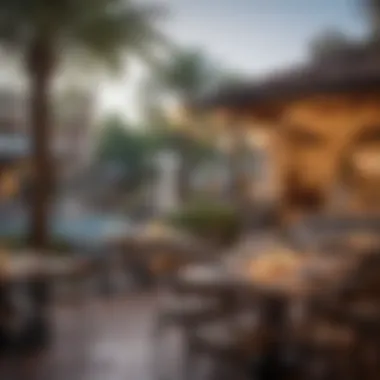 Al Fresco Dining in Serene Surroundings Outdoor Dining Area with Fountain View