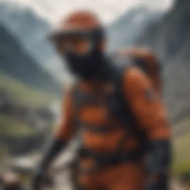 Securing Adventure: Equipping for Outdoor Thrills Adventurer equipped with safety gear for a thrilling outdoor pursuit
