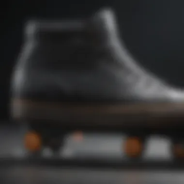 Close-up view of padded skate shoe design highlighting cushioning and support