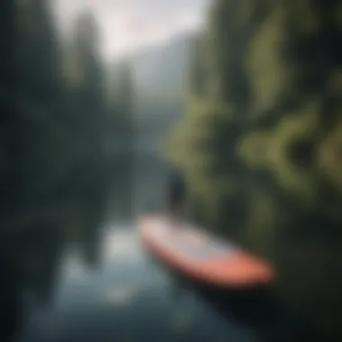 Exploring Paddle Boards on Tranquil Waters A serene lake with paddle boards ready for use