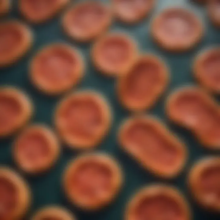 Abstract illustration showing pepperoni patterns on swim trunks