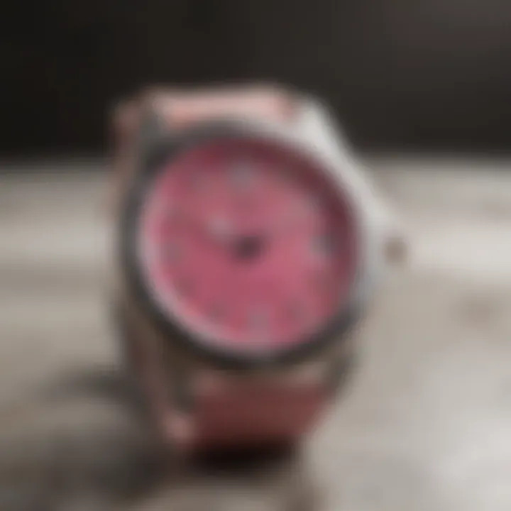 Elegant pink shark watch on marble background