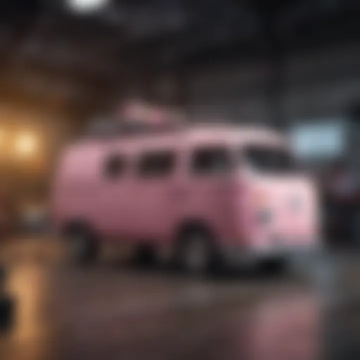 Pink Van in Action at Extreme Sports Event