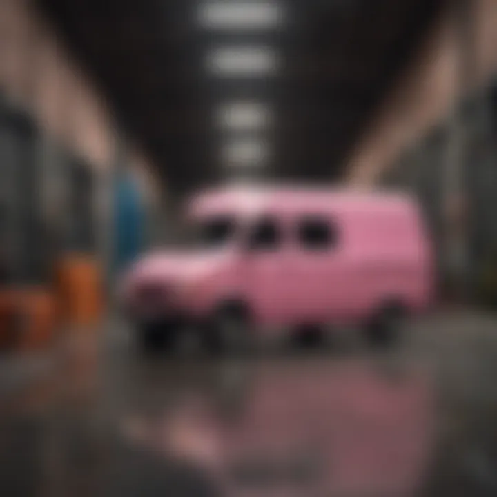 Pink Van Showcasing Individual Style in Extreme Sports