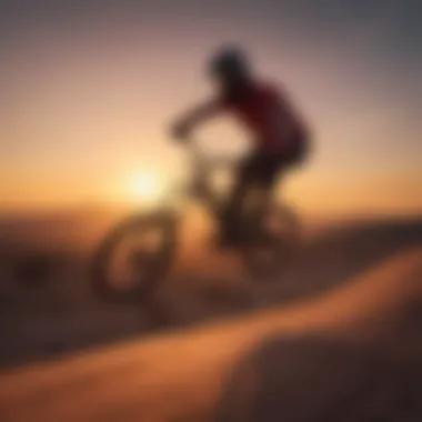 Chasing Thrills: Powersbmx at Dusk Silhouette of a powersbmx rider against a vibrant sunset backdrop