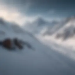 A breathtaking view of snowy mountain peaks ideal for snowboarding