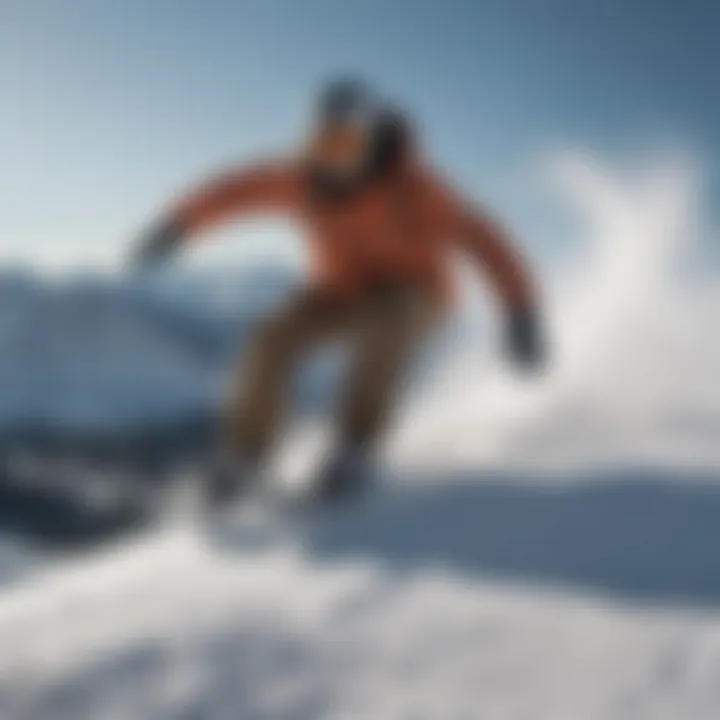 Snowboarder conquering a challenging terrain with finesse and skill