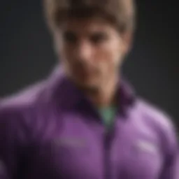 Abstract representation of a purple shirt in extreme sports
