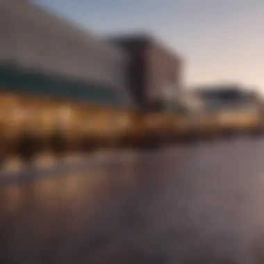 Quiet ambiance of Tanger Outlets Rehoboth during evening hours