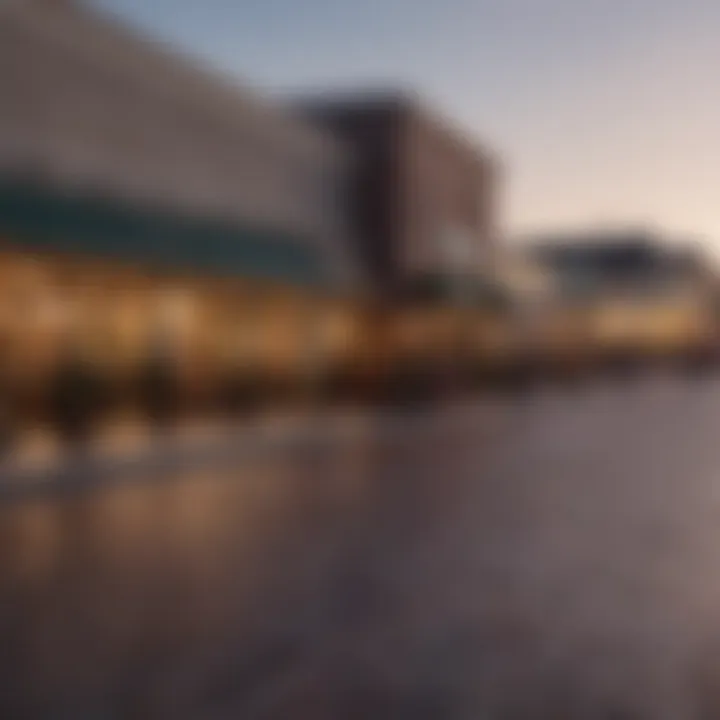 Quiet ambiance of Tanger Outlets Rehoboth during evening hours