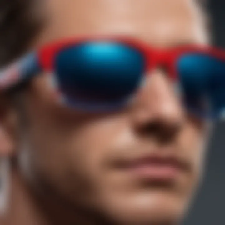 Dynamic Combination of Red, White, and Blue Sunglasses Representing Patriotism and Performance