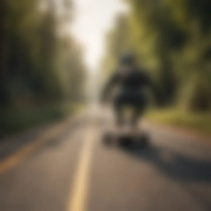A group of diverse longboard enthusiasts riding drop-through models on a scenic path.