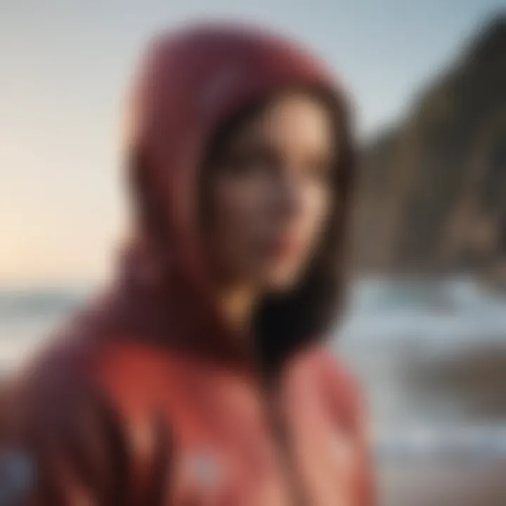 Rip Curl Hooded gear displayed on a scenic beach background