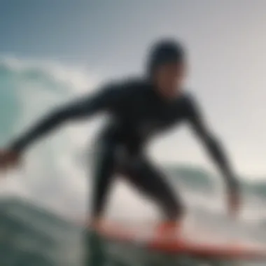 Surfer in Motion with Rip Curl Hooded Gear A surfer showcasing the Rip Curl Hooded in action on a wave