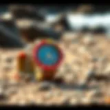 A stylish Rip Curl watch with a vibrant band on a rocky beach background