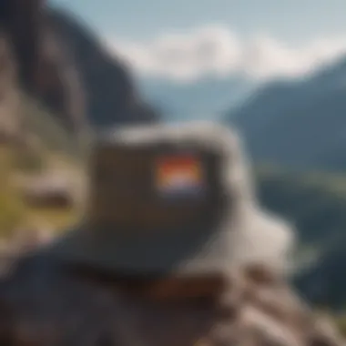Fashionable Rip and Dip Bucket Hat on a mountain peak