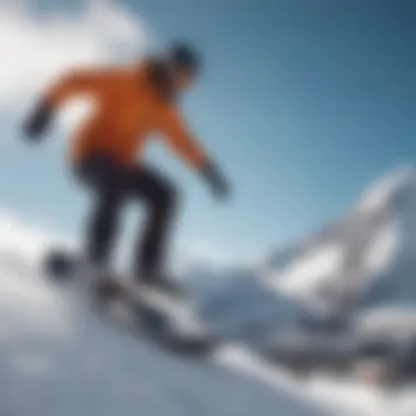 Snowboarder cruising on rocker snowboard