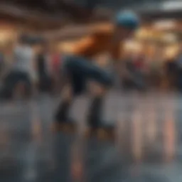 A vibrant roller skating scene showcasing diverse skaters in action.