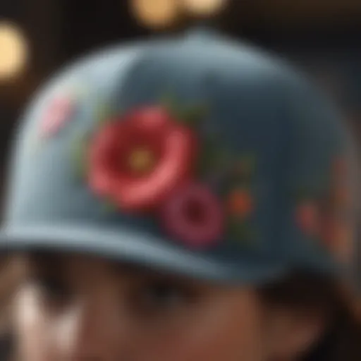 Roxy cap with intricate floral embroidery