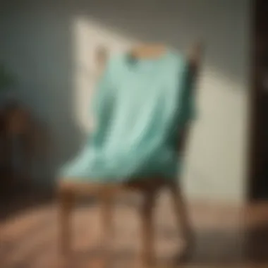 Seafoam Green T-Shirt draped over a rustic wooden chair