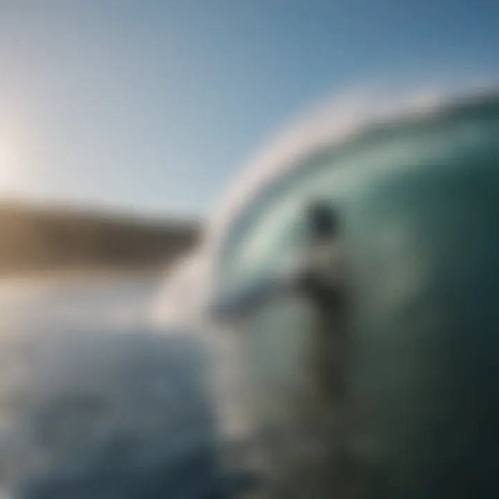 Surfer performing a sharp turn on a massive wave in Westport