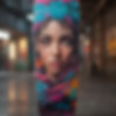 Vibrant Graffiti Design Skateboard deck with colorful graffiti decal