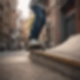 Young skater testing skateboard on the ramp