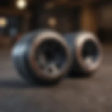 Skateboard wheels close-up with brand logo