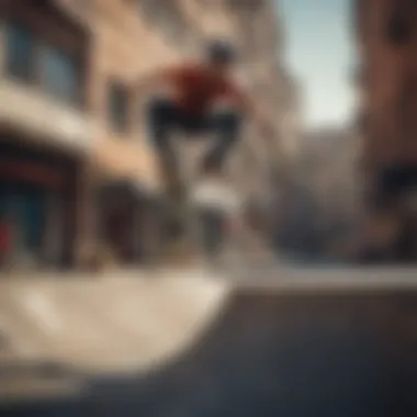 Skateboarder executing a daring jump over an urban obstacle