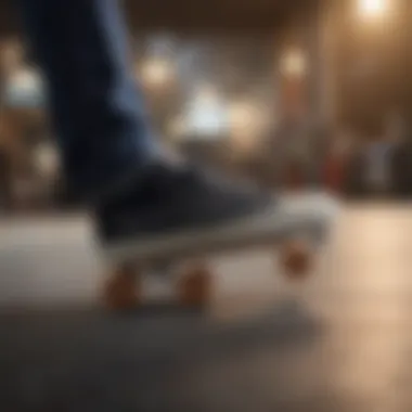 Skateboarder performing a trick while wearing padded skate shoes
