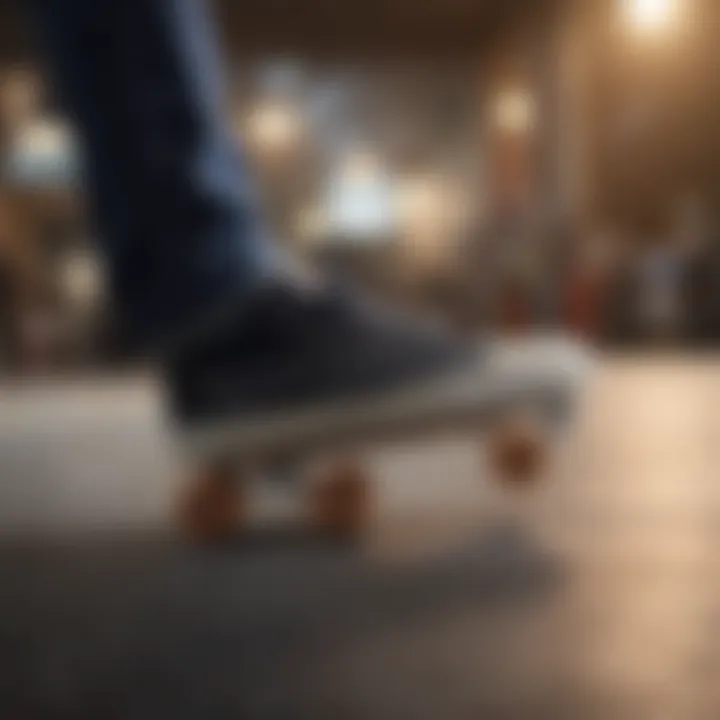 Skateboarder performing a trick while wearing padded skate shoes