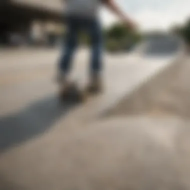 Skateboarder sliding with precision on a concrete ramp