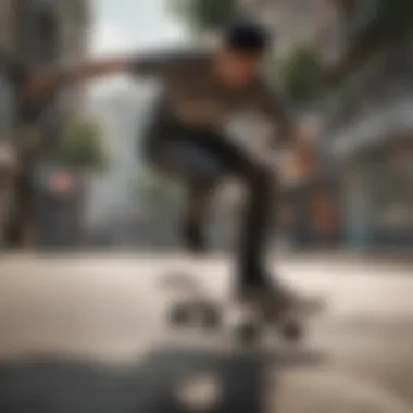 Skateboarder executing a sharp turn