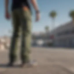 Skateboarding pants showcasing durability and style